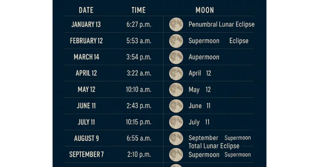 Full Moon Calendar 2025: Your Guide to Dates, Supermoons, Eclipses & Best Viewing Times