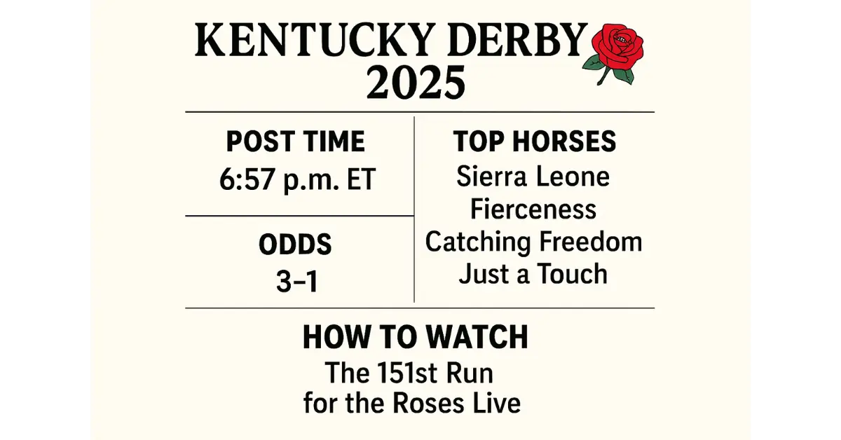 Kentucky Derby 2025: Post Time, Top Horses, Odds & How to Watch the 151st Run for the Roses Live