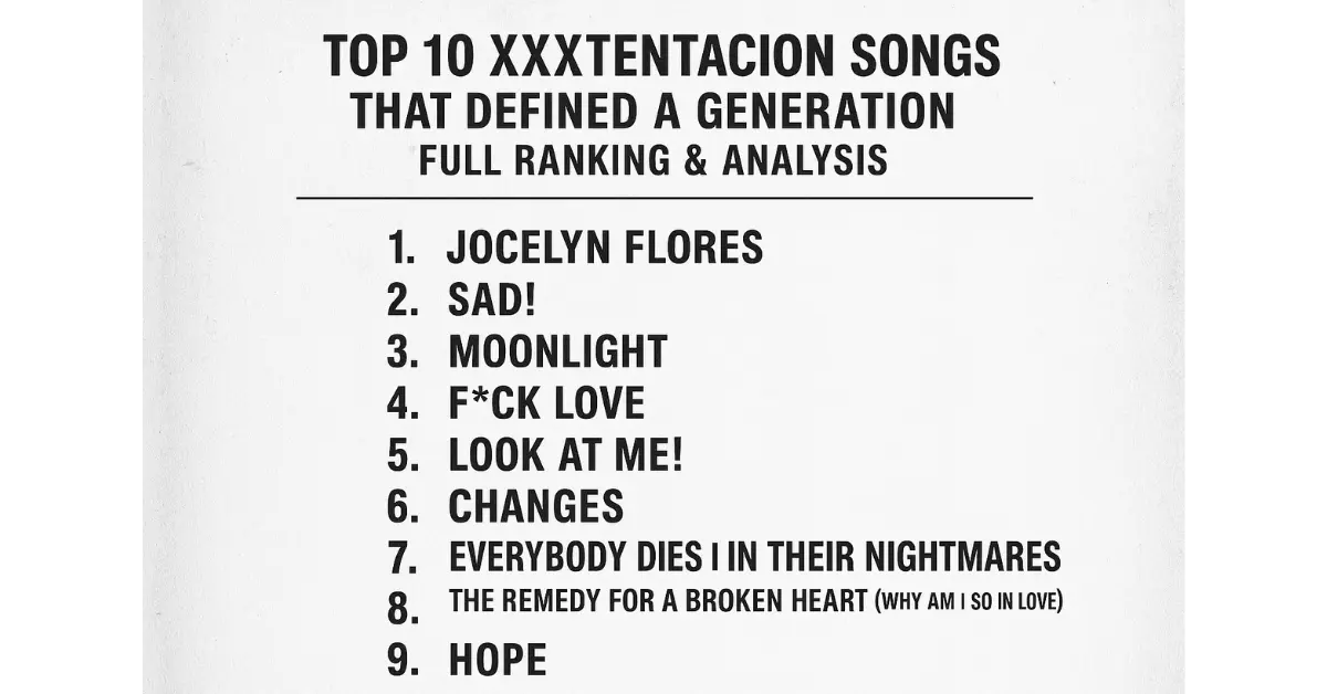 Top 10 XXXTENTACION Songs That Defined a Generation | Full Ranking & Analysis